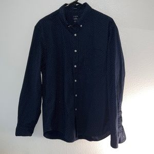 J. Crew Classic Fit Button Up Shirt. Navy/White Dot.
